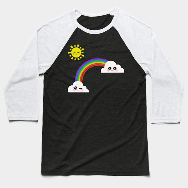 Clouds and a rainbow Baseball T-Shirt by Anahis Digital Art